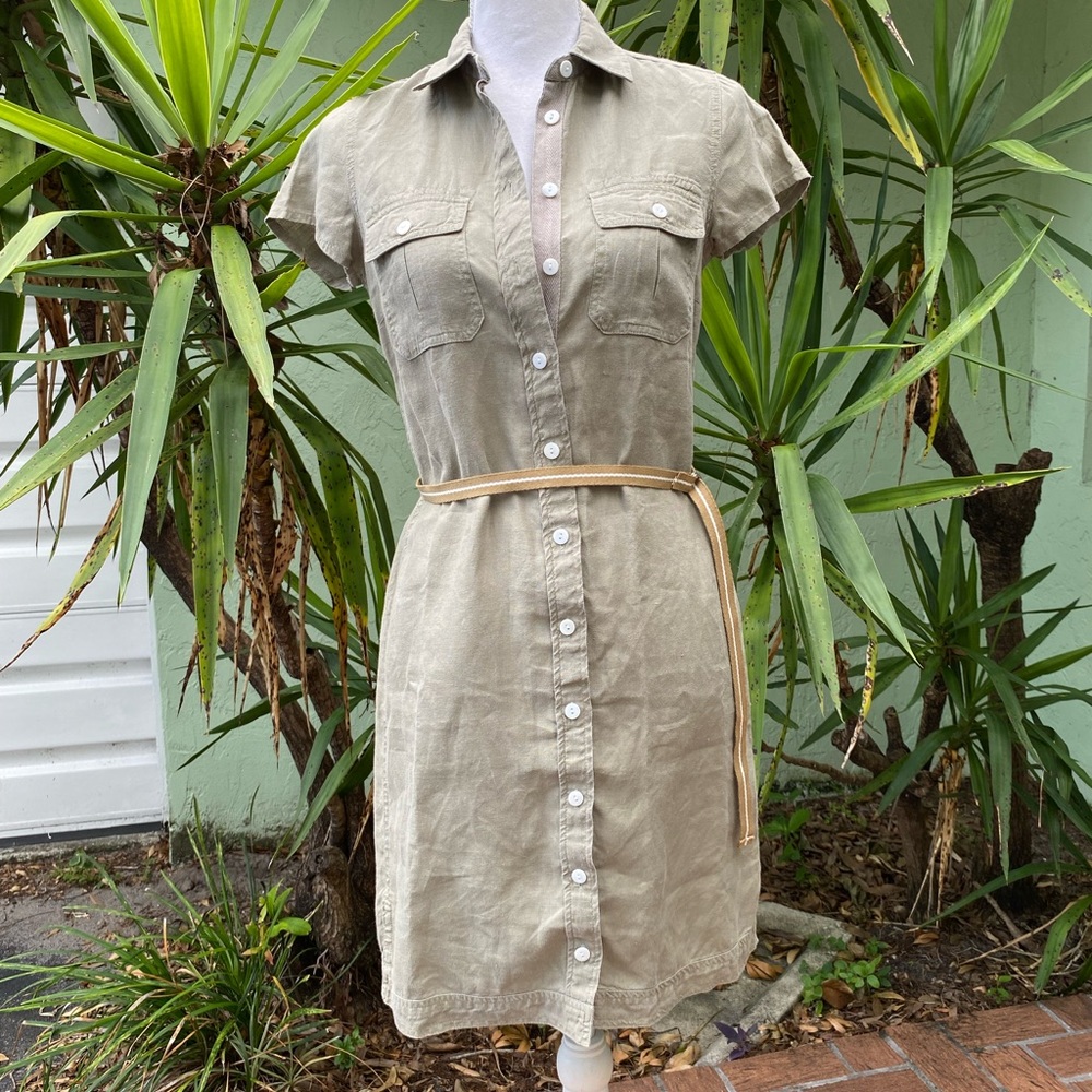Olive Sage khaki Green Button Down Dress